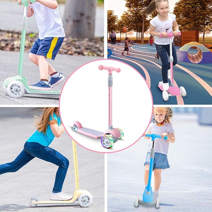 67i Scooter for Kids 3 Wheel Scooter Kids Kick Scooter for Toddler Girls Boys Scooter with Adjustable Height and Light-Up Wheels Scooter for Children Ages 3-12