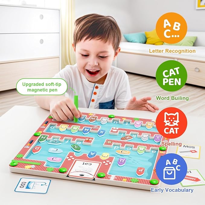 Magnetic Alphabet Maze,Montessori Magnetic Maze Board,Alphabet Puzzle Toddler Toys for Ages 2-4,Toddler Preschool Learning Toys