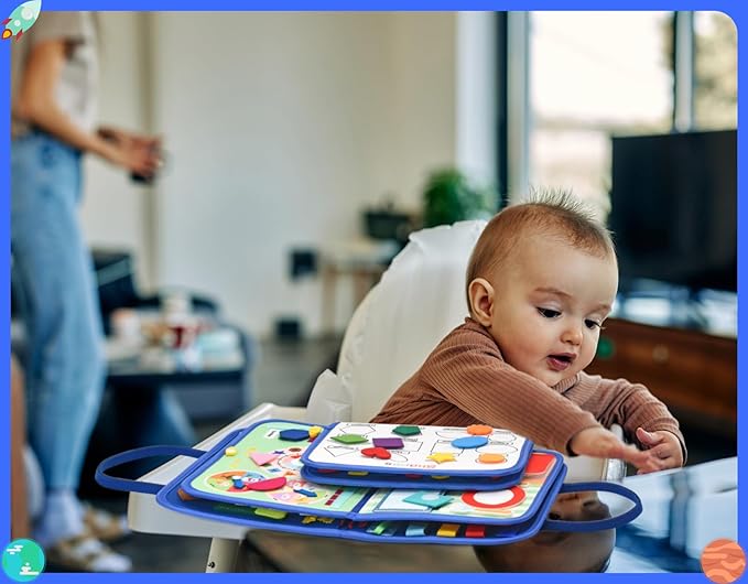 14 Pages Busy Board for Toddlers 2-4,Montessori Travel Toy for Plane/Car,Educational Sensory Toy for Toddlers 1-3,Preschool Activities Board for Developing Fine Motor Skills,Gift for Boys/Girls