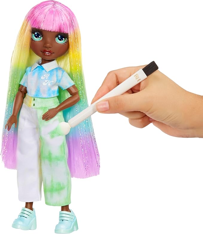 Rainbow High Watercolor & Create Fashion DIY Doll with Washable Watercolors + Tie-Dye Kit, Green Eyes, Long Straight Hair, Bonus Top & Shoes. Color, Create, Play, Rinse and Repeat. Creative 4-12+
