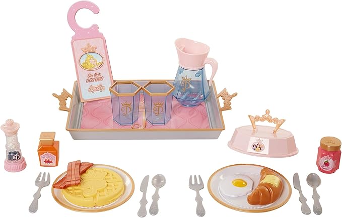 Disney Princess Style Collection Room Service Pretend Play Toy Set - with Serving Tray, Plate Cover, Pitcher & More for A Great Pretend Travel Experience - Girls Ages 3+