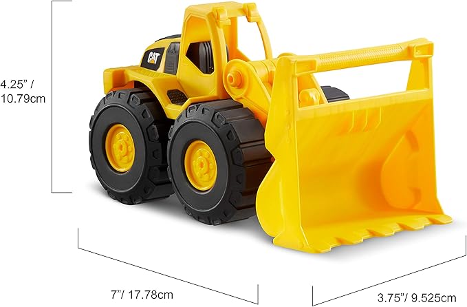 CAT Construction Toys, Mini Crew 3-Pack 7”, Push-Powered Yellow Construction Vehicle Toys, Includes Dump Truck, Wheel Loader, and Excavator for Kids and Toddlers Ages 2+