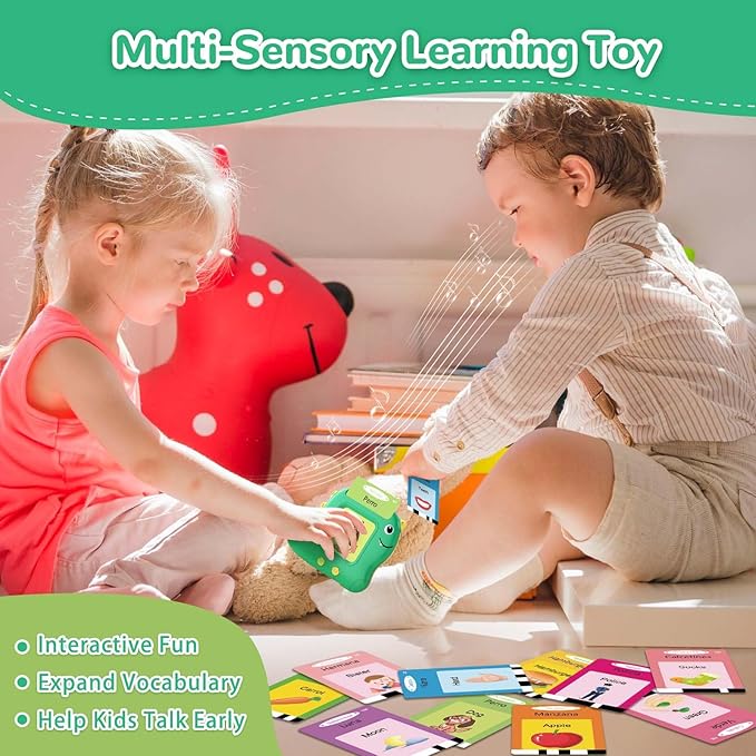 Spanish Talking Flash Cards Bilingual - Toddler Toys for 2 3 4 5 Year Old Boys and Girls, Autism Sensory Toys for Kids Learning Montessori, Español/English Speech Therapy Preschool Gifts