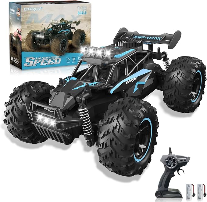 Remote Control Car, 2.4GHz 20-25KM/H Variable Speed Turbo 2-Speed Acceleration High Speed RC Car, 1:16 Off-Road Monster Truck with LED Lights and 1800mAh Rechargeable Battery – Ideal Gift for Boys 6