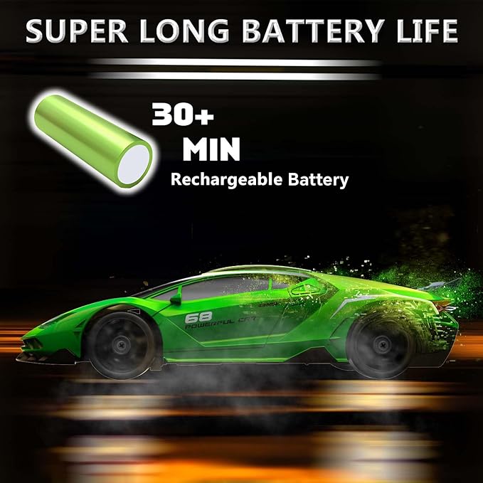 RC Drift Car 1:24 Remote Control Car 4WD 15KM/H High Speed Racing Sport Car with LED Lights RC Cars Toy Cars for Kids Boys Girls Adults Gifts Birthday Christmas Rechargeable Batteries