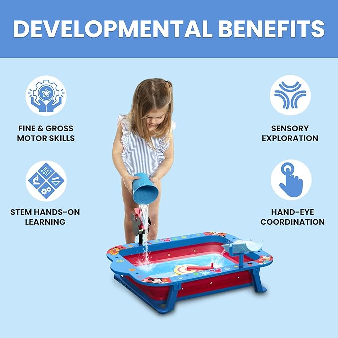 Delta Children Disney Mickey Mouse Water Activity Table - Collapsible & Portable - Ideal for Travel - Outdoor Kids Water Sensory Table, Blue
