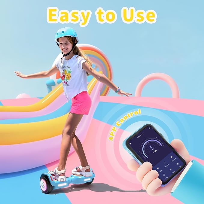 6.5" Bluetooth Scooter, LED Lights & APP & Music Speaker, Long Battery Life, Gifts for Kids & Adults & Girls & Boys, for All Ages