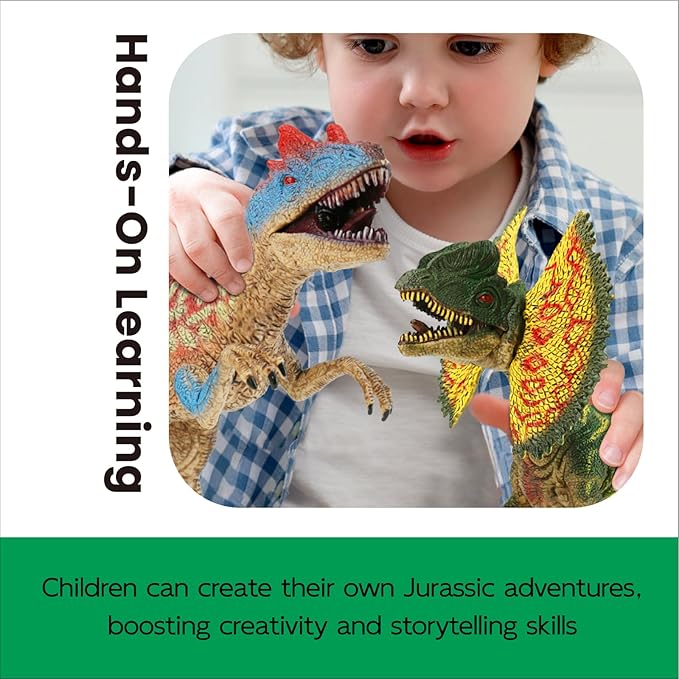 4 PCS Big Dinosaur Toys for Kids 3-5 Realistic Dinosaur Figures with Learning Cards & Movable Parts- Jumbo Dino Toys for Kids 5-7 Ideal Gift for Toddlers Boys Girls Ages 3+