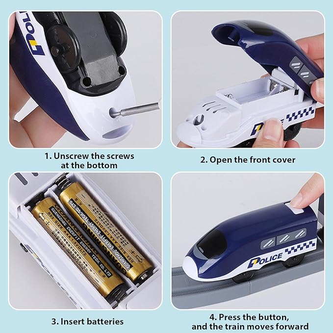 Wdmiya Train Set for Toddlers, 73 Pcs Train Toys for Kids Ages 3-8, Electric Trains Sets with Tracks (Magnetic Connection), Christmas Birthday Gifts for 3 4 5 6 7 Years Old (73pcs, Police)