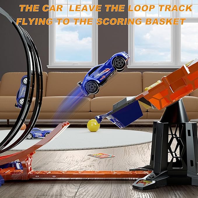 Race Track Sets, Two-Player Competitive Car Race Track Toys for Kids, 2 High Speed Race Cars, 360° Loop Track Car Toys for Boy Girls Christmas Birthday Gift (B Race Car Set)