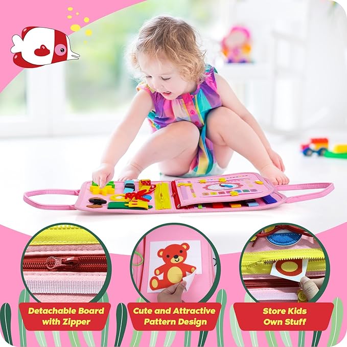 INKLAB Busy Board for Toddlers 1-3, Toddler Montessori Toys Age 3, Learning Toys for Toddlers 1 2 3 Years, Busy Board for 1 Year Old