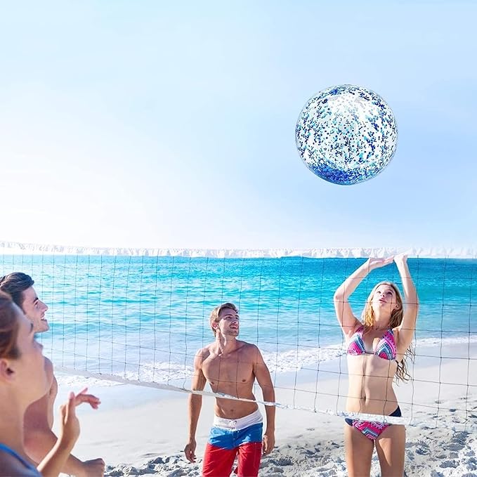 12 Pack Inflatable Beach Balls Bulk 16" Glitters Pool Toys Balls for Pool, Beach, Summer Pool Party - Swimming Pool Game Water Beach Toys Kid Party Favor Decorations Summer Blow Up Beach Ball