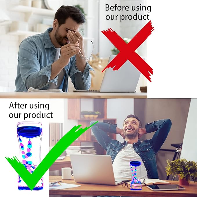 Liquid Motion Bubbler Timer Pack of 4 Colorful Hourglass Liquid Bubbler ADHD Fidget Toy Sensory Toys Anxiety Toys Autism Toys Children Activity Calm Relaxing Desk Toys for Kids Teenager Adults