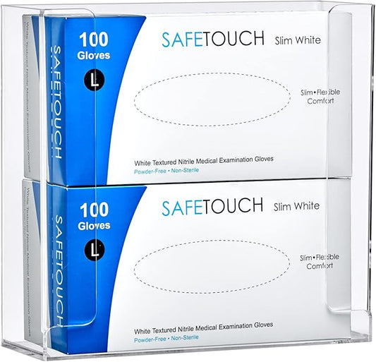 Amazing Abby Acrylic Glove Box Holder, Wall-Mounted Glove Dispenser, Floating Glove Box Organizer, Medium Size (for 2 Boxes), 10.5" W x 10.0" H x 3.5" D (Mounting Hardware Included)