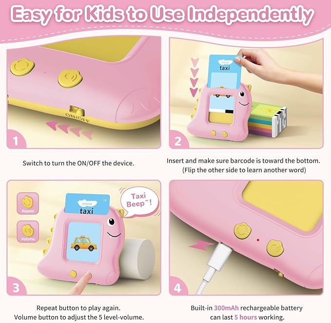 Girls Toys Montessori Toys for 2 3 4 Year Old, Talking Flash Cards with 510 Sight Words, Sensory Speech Therapy for Toddlers 2-4 Autism Children, Preschool Learning Kids Gifts