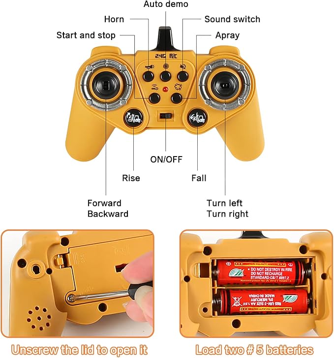 Remote Control Forklift 11 Channel Rc Forklift Cranes Construction Toys, w/Boxes/Sound and Light Spray, Two Rechargeable Batteries, Kids Forklift Toy Christmas & Birthday Gifts