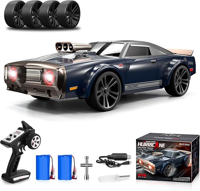 RC Drift Car 1/16 Scale 38KM/H Fast 4WD RC Car 2.4Ghz with 6 Modes of Light 2Pcs Rechargeable Batteries Racing for Boys and Adults Gift