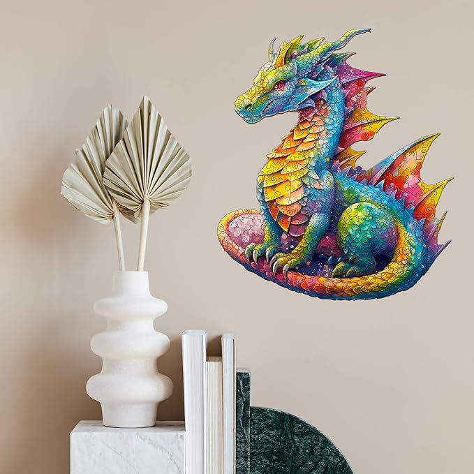 Wooden Puzzles for Adults, Dragon Wooden Jigsaw Puzzles Kids, (M-200pcs) Unique Shaped Animal Wood Puzzles Adults and Kids Family Christmas Game 12.2 * 10.5in
