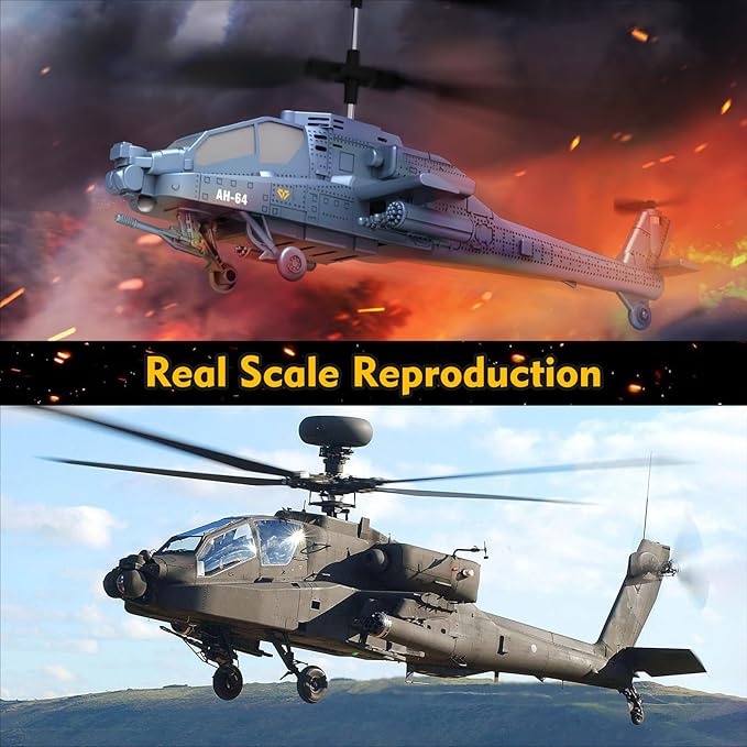 RC Helicopter, Remote Control Helicopter (AH-64) for Kids, 2.4GHz RC Plane, 40+ Min Flight Time, LED Lights & Altitude Hold, Kids Toy for Ages 8-12, RC Airplane for Children
