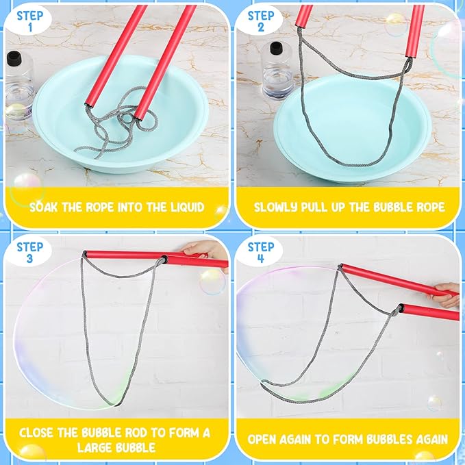 8 Pieces Giant Bubble Wands Big Bubble Wands for Kids Outdoors Bubble Toy for Birthday, Outdoor Activities, Party Favors, Giant Bubble Solution Not Included (Multicolor)