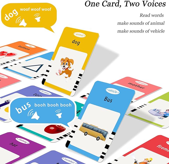 Talking Flash Cards for Toddlers 1 2 3 4 5, Speech Therapy Toys Autism Toys, ABC 123 Sight Words Etc - 255 Cards-510 Sides, Educational Learning Interactive Toys with Giftable Package