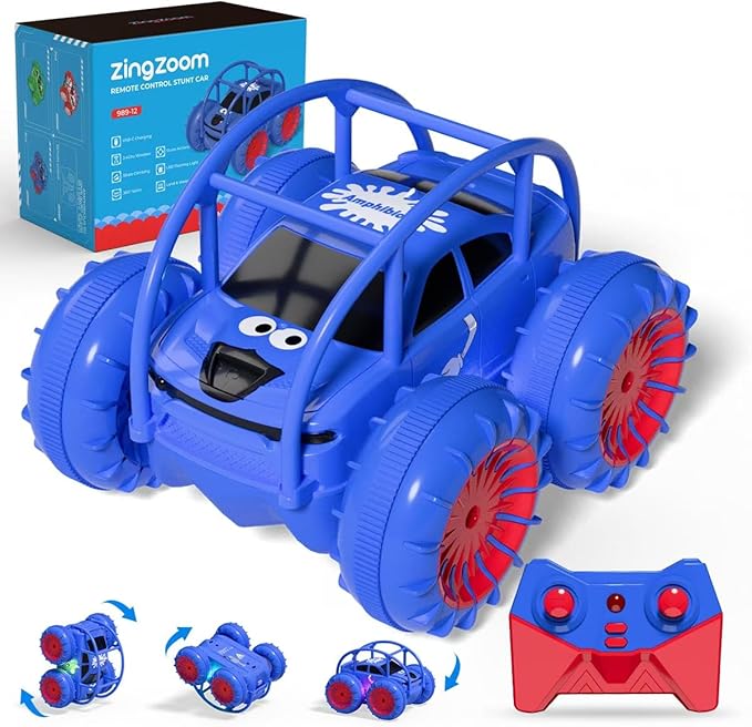 Remote Control Car, Fast Direct Charging RC Cars Amphibious 360° Rotating LED Rechargeable Stunt Car 2.4Ghz 4WD All Terrain RC Race Cars Toy Christmas Birthday Gift for Kids Boys Girls Aged 3-12 years
