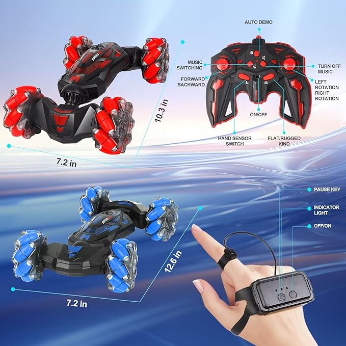 Remote Control Car, Gesture Sensing RC Stunt Car, 4WD Offroad for Rotating, 2.4 Ghz Remote Control and Hand Controlled Twist Cars,Transform RC Cars, Toy Presents for Boys and Girls Age 6-13