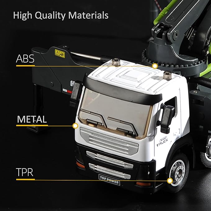 Concrete Pump Truck Construction Vehicles Toys,1:50 Scale Diecast Site Concrete Pump Truck, Toy Trucks for Kids (Green)
