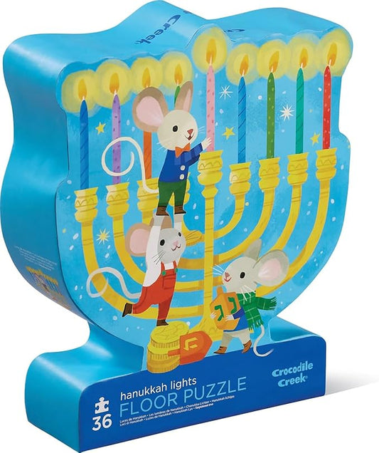 CROCODILE CREEK Hanukkah Lights Floor Shaped Box Puzzle 36Pc, 1 EA