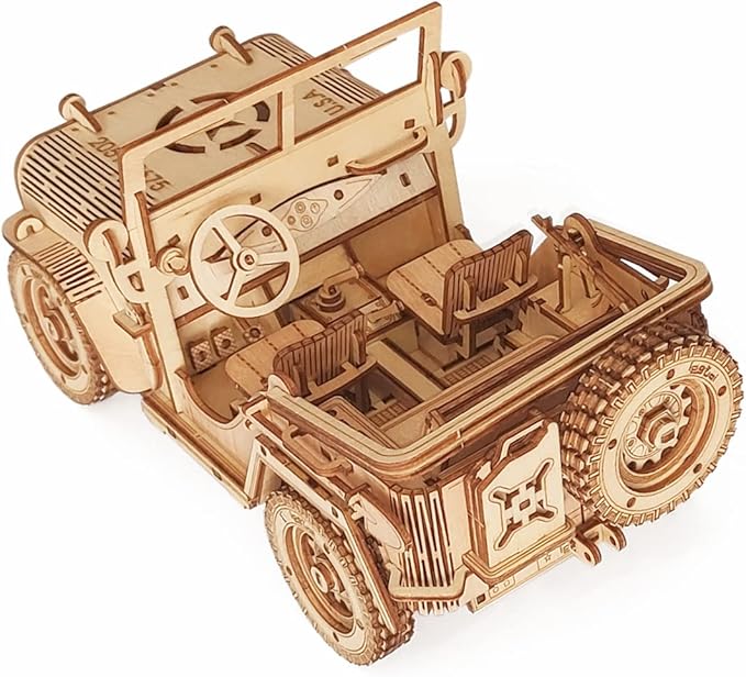 3D Wooden Puzzle - Wood Crafts Mechanical Off-Road Vehicle Building Model Kits - Wooden STEM DIY Brain Teaser Puzzle - Off-Road Vehicle Birthday Gifts for Adults and Teens Boys Girls