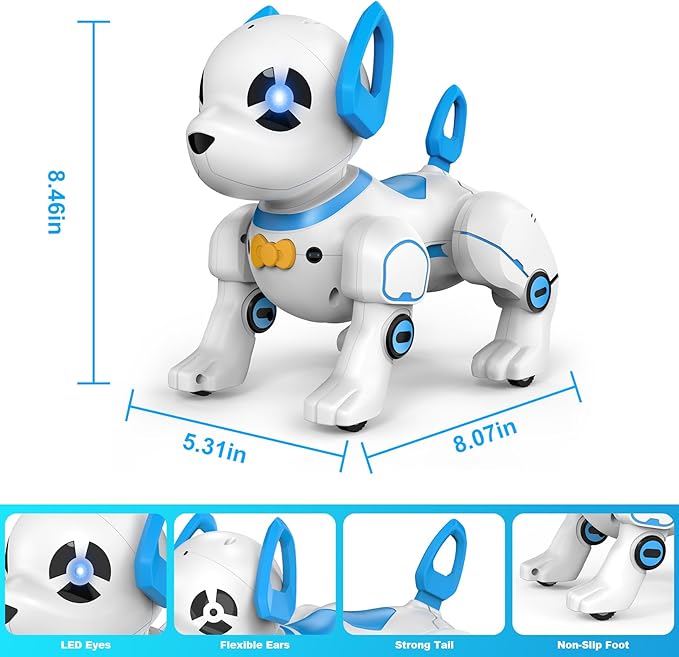 Remote Control Robot Dog Toy, RC Programmable Smart Interactive Robotic Pet, RC Stunt Robot Toy Imitates Animals Music Dancing Handstand Push-up Follow Functions for Boys & Girls