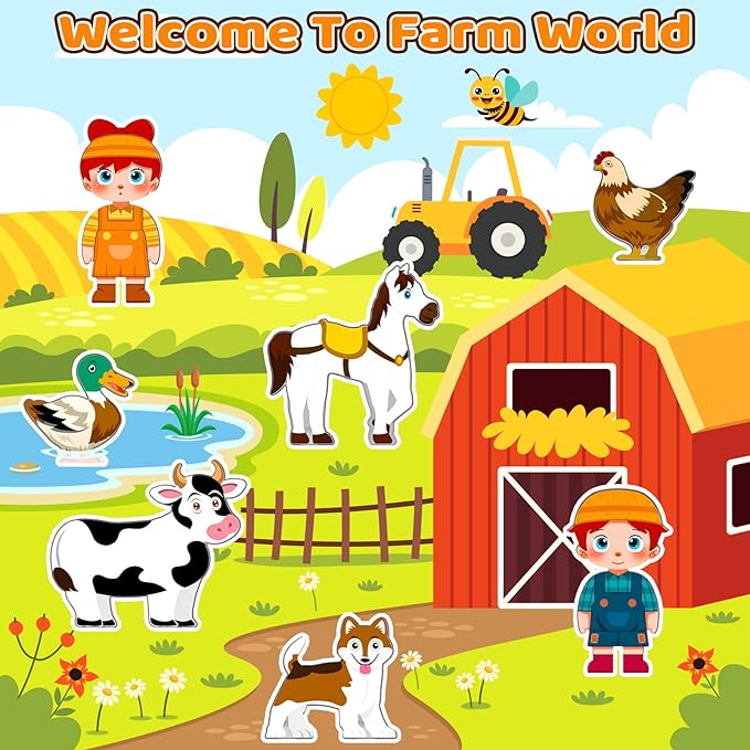 Magnetic Tiles Toys with Farm Animals for 3+ Year Old Toddler, Magnetic Blocks Building Toys for Kids Ages 3-5 5-7 Girls Boys, Classroom Must Haves