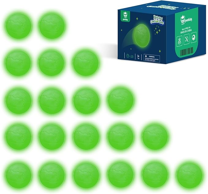 20 Glow Balls for Pop and Catch Ball Game- Outdoor Indoor Game Activities for Boys & Girls,Birthday and Christmas Party Favors Gifts for Kids Ages 4 5 6 7 8 10 12+ Years Old and Adults