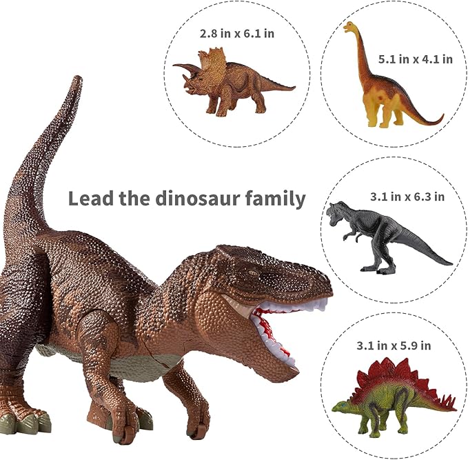 TEMI Large Dinosaur Toys for Kids 3-5, Tyrannosaurus with Mist Spray, Big Hollow Stored with 10 Small Dinosaur Figures, Light and Sound, Toddler Boy Toys 3-4, Birthday Gifts for Boys and Girls