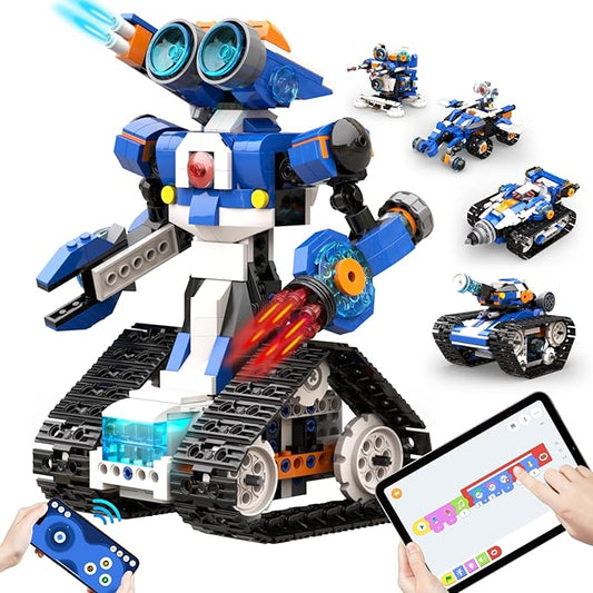 Robot J 6-in-1 Robot Building Kit, APP Remote Control STEM Coding Toys, Educational Gifts for Boys Girls Kids Ages 7-12, 4 Control Modes (480 Pieces)