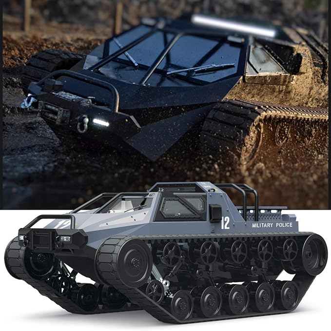 Mostop Remote Control Crawler High Speed Tank Off-Road 4WD RC Car 2.4 Ghz RC Army Truck 1/12 Drift Tank RC Tank for Kids Adults