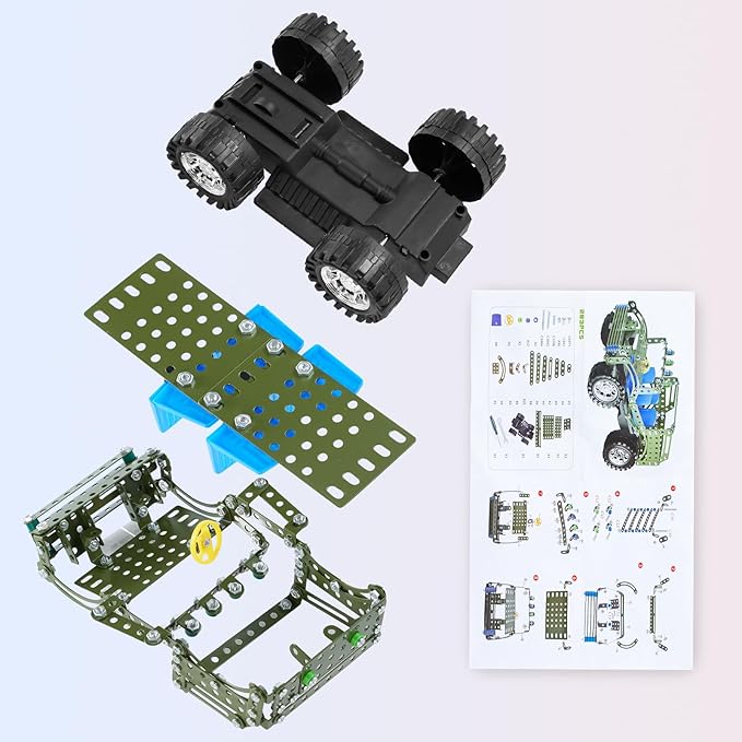 Stem Toys for Boys Age 8-12 - Off-Road Metal Model Car Kits, 283pcs Stem Building Toys Kits, Army Toy for 8-10，STEM Projects for Kids 10-12, 12-14 Engineering Gifts for Ages 14 and Up Adults