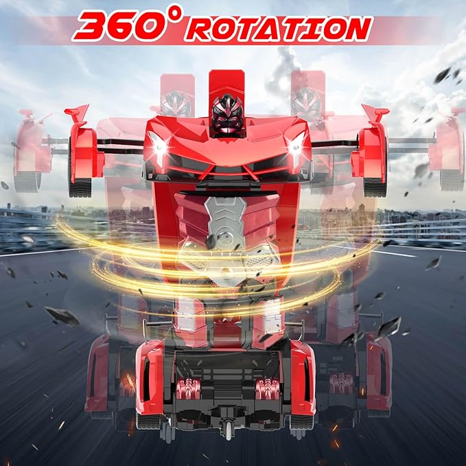 Remote Control Car Toys - Transforming RC Cars for Kids, Transform Toys Car Robot, Gift Kids Toys for 3 4 5 6 7 8 10 12 Years Old Boy, Red
