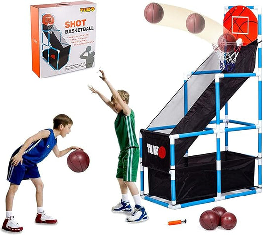 Tuko Toddler Basketball Hoop Arcade Board Game Toy - Kids Toys Outdoor/Indoor Basketball Shooting Training System with Basketball for 3+ Years Old Boy Gift (2024Edition)