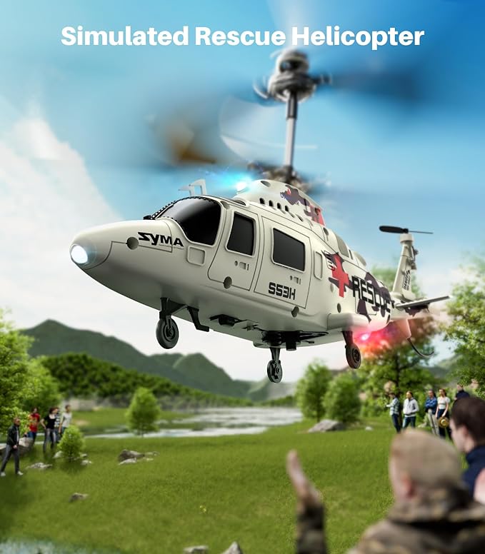 SYMA Remote Control Helicopter - S53H Rescue RC Helicopters with Upgraded Protection System, Lifelike Simulation, Easy to Fly, Educational Toy & Gift for Boys Girls Beginners