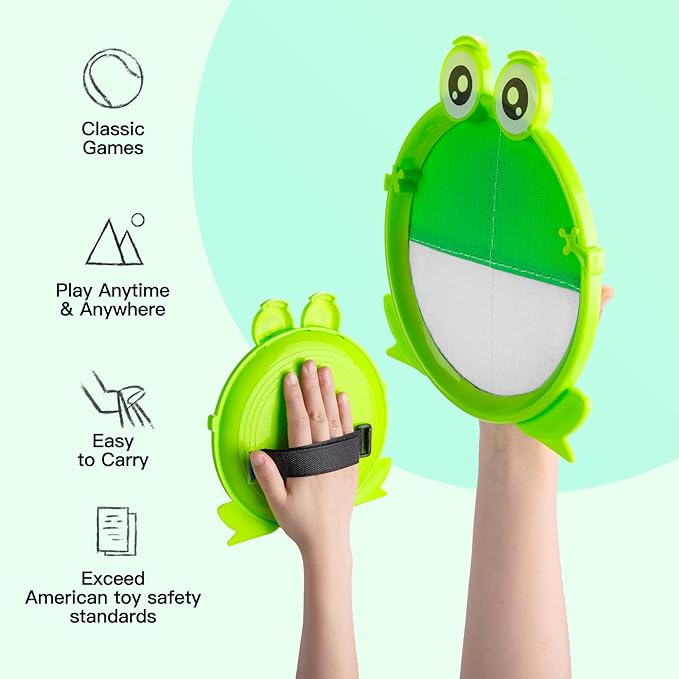 EVERICH Upgraded Toss and Catch Ball Game Set - Indoor and Outdoor Games for Kids 3-12, Beach Sand Pool Water Toy Includes 2 Paddles 2 Sticky Balls, Great Birthday Easter Gifts for Boys Girls