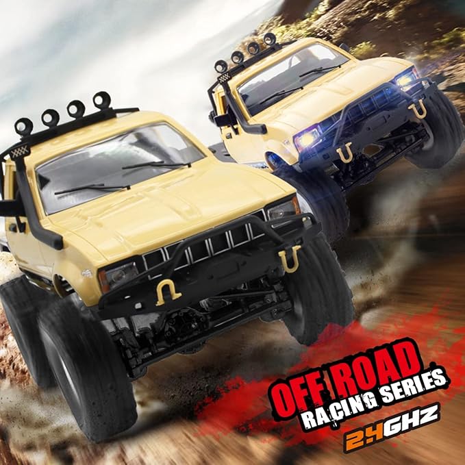 Mostop RC Car C14 Rock Crawler RC Truck 4x4 Climbing Vehicle with 2 Batteries, 2.4 Ghz Remote Control Car All Terrain Rock Crawler RC Car with Light & 2 Batteries, 4WD Off Road Hobby RC Cars for Boys