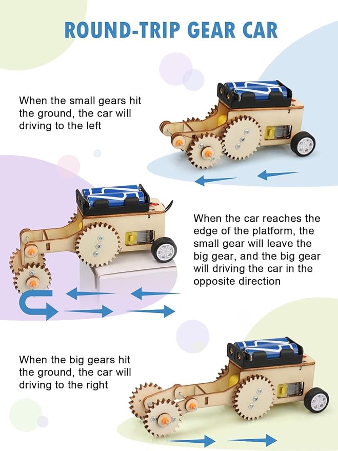 Poraxy 5 in 1 STEM Model Car Kits, STEM Projects for Kids, Boys Toys Age 8-10, 3D Wooden Puzzles, Crafts Educational Science Building Kit, Birthday Gifts for 8 9 10 11 12 Year Old Boys and Girls