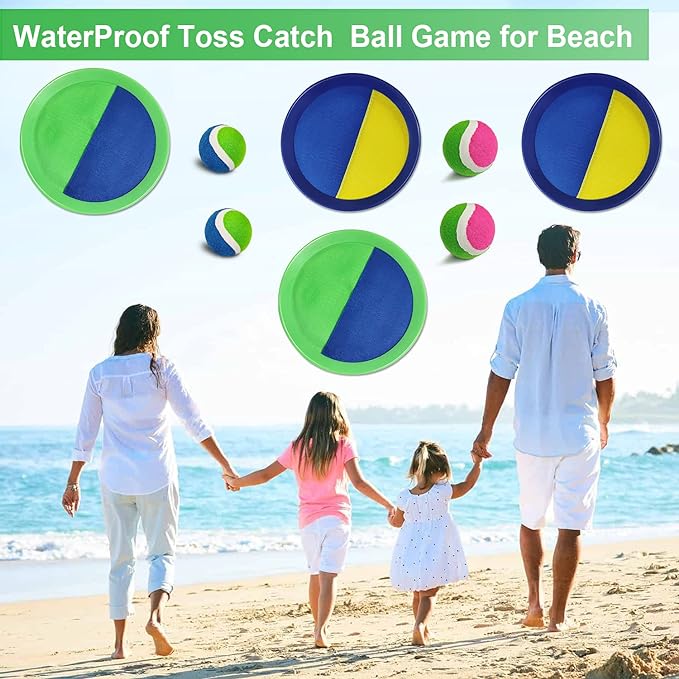 Jalunth Ball Catch Set Game Toss Paddle - Beach Toys Back Yard Outdoor Pool Games Backyard Target Throw Sticky Mitts Set Age 3 4 5 6 7 8 9 10 11 12 Years Old Boys Girls Kids Easter Gifts Pink 2 Pack