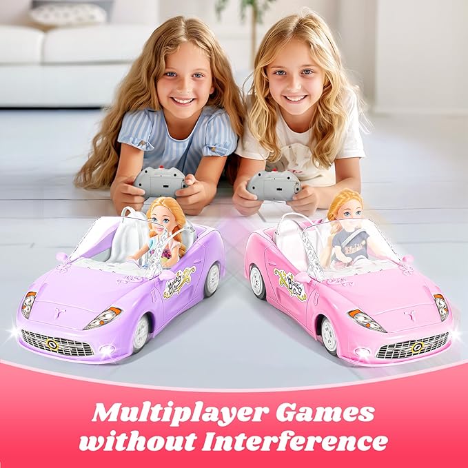 Pink Remote Control Car for Girls, 1:18 Scale RC Cars with LED Light, 2.4 GHZ Pink Truck Toy for Toddlers Kids, Birthday R/C Toys for Boys Girls Aged 4-7 (Batteries Not Included)