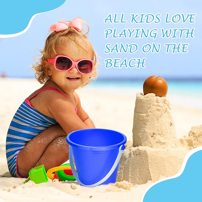 48 Pcs 5 Inch Beach Bucket Sand Buckets Colorful Fun Plastic Pails and Buckets for Kids Toddler Tool Summer Beach Theme Birthday Party Favors Bulk Play Castle Water Pool, 4 Colors