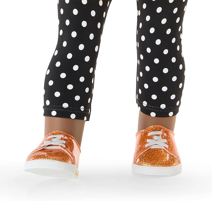 American Girl Trick-or-Treat Candy Halloween Costume for 18 inch Doll Clothes with Polka-dot Leggings, 4 pcs, Ages 6+