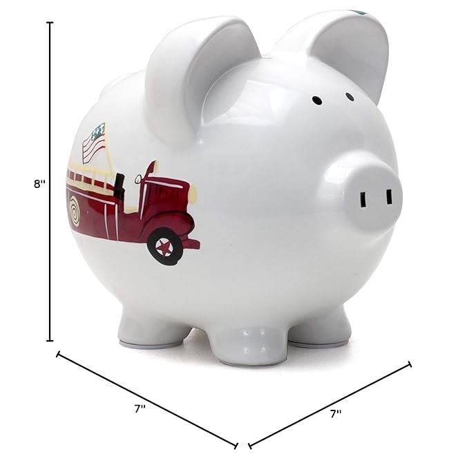 Child to Cherish Ceramic Piggy Bank for Boys, Fire Truck
