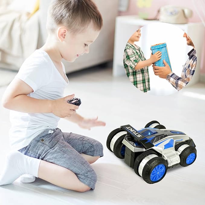 RC Drift Car with 360° Rotating Stunt Vehicle, High-Speed Drift RC Stunt Deformation Car, 2.4GHz 4WD Plasma Cars with Lights & Music, RC car Anti-Gravity Drift & Spin for 6-12 Years Boys