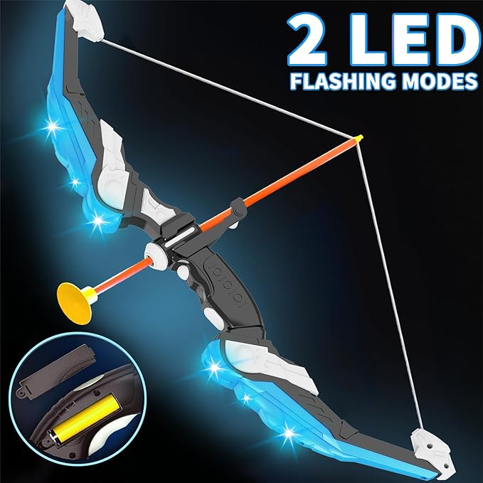 Doloowee Kids Bow and Arrow Set,Archery Toy Set with Light-up LED,10 Suction Cup Arrows,Foam Dart Shooting Toy,Target and Quiver,Indoor & Outdoor Toys Gifts for 3 4 5 6 7 8-12 Years Old Boys Girl